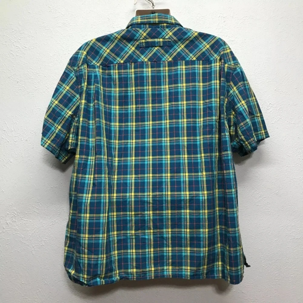 Duluth Untucked Shirt Mens 2XL Blue‎ Plaid Relaxed Fit Button Down Cotton Pocket